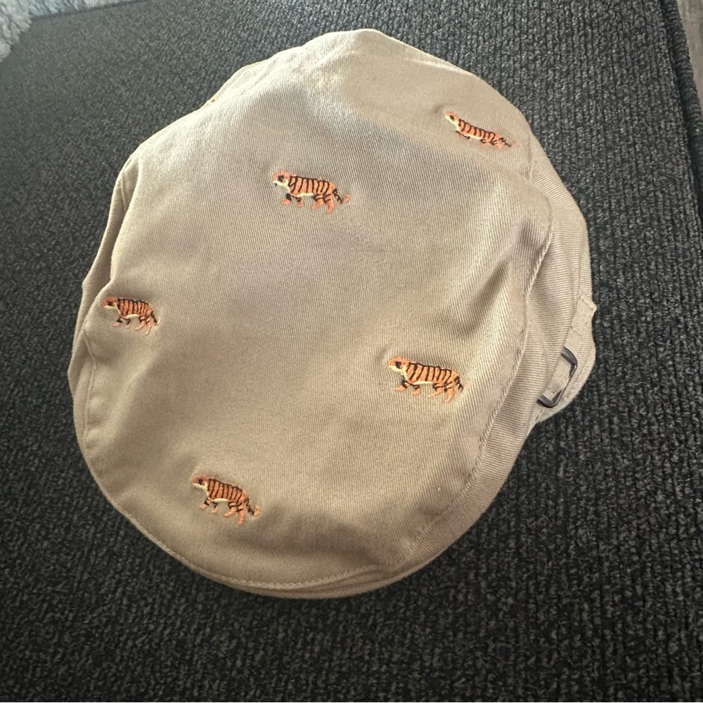 Janie and Jack newsboy tiger khaki tan hat baby boy 12-24 mo zoo animal